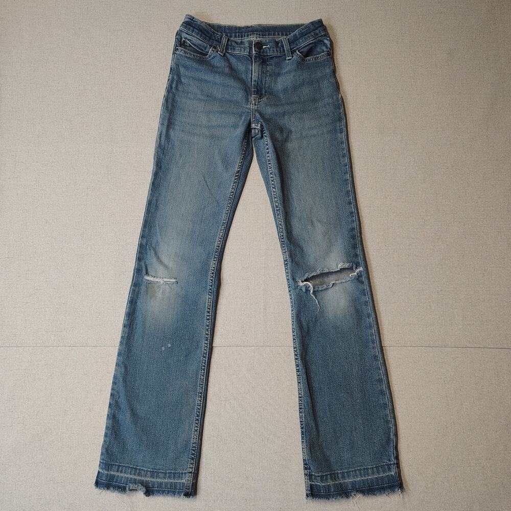 Wrangler Girls Distressed Jeans Light Wash Ripped Western W Pocket Denim